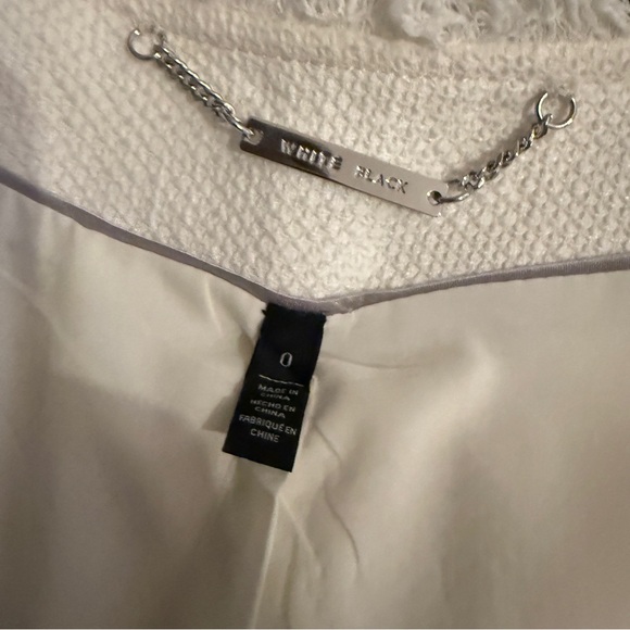 NWT White House Black Market Cream Tweed Zip Blazer Sz 0 - Picture 7 of 8